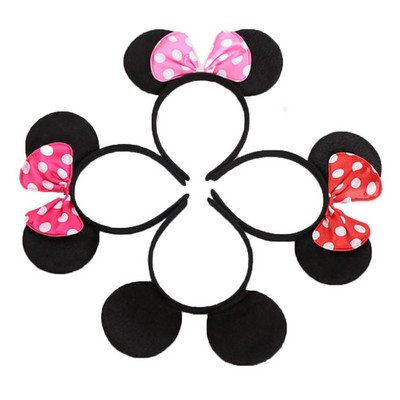 12gab. Peļu ausis Sieviešu galvas saite festivālam, melna vizulis, rozā Halloween dzimšanas dienas ballīte, dāvana bērnam mammai matu aksesuāri