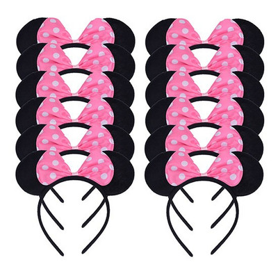 12gab. Peļu ausis Sieviešu galvas saite festivālam, melna vizulis, rozā Halloween dzimšanas dienas ballīte, dāvana bērnam mammai matu aksesuāri