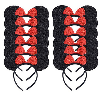 12gab. Peļu ausis Sieviešu galvas saite festivālam, melna vizulis, rozā Halloween dzimšanas dienas ballīte, dāvana bērnam mammai matu aksesuāri