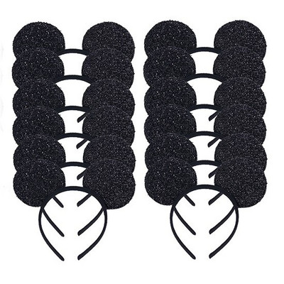 12gab. Peļu ausis Sieviešu galvas saite festivālam, melna vizulis, rozā Halloween dzimšanas dienas ballīte, dāvana bērnam mammai matu aksesuāri