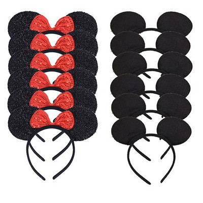 12gab. Peļu ausis Sieviešu galvas saite festivālam, melna vizulis, rozā Halloween dzimšanas dienas ballīte, dāvana bērnam mammai matu aksesuāri