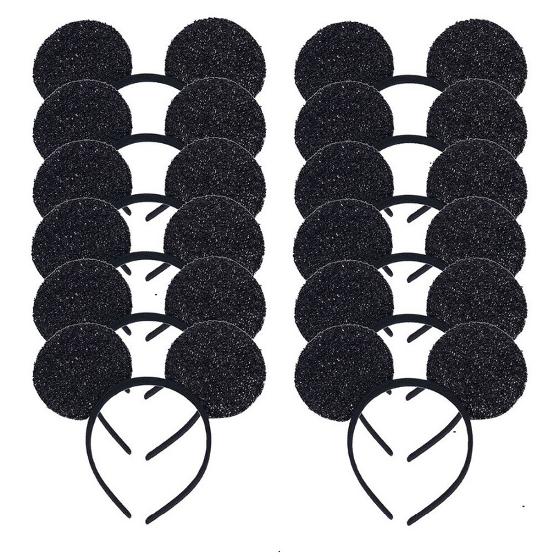 12gab. Peļu ausis Sieviešu galvas saite festivālam, melna vizulis, rozā Halloween dzimšanas dienas ballīte, dāvana bērnam mammai matu aksesuāri