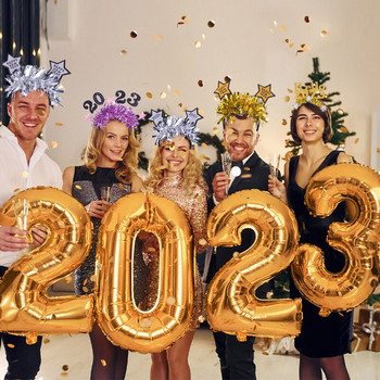 Διακόσμηση για Ευτυχισμένο το Νέο Έτος 2023 Κορδέλα για ενήλικες για παιδιά για πάρτι φωτογραφιών για χριστουγεννιάτικο πρωτοχρονιάτικο πάρτι Στεφάνη μαλλιών