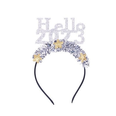 Laimīgu Jaunā gada rotājums 2023. Pieaugušo bērnu galvas saite, Jaungada ballītes fotorekvizīti Ziemassvētku Jaungada ballītei