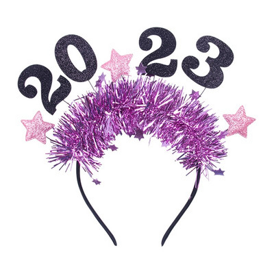 Laimīgu Jaunā gada rotājums 2023. Pieaugušo bērnu galvas saite, Jaungada ballītes fotorekvizīti Ziemassvētku Jaungada ballītei