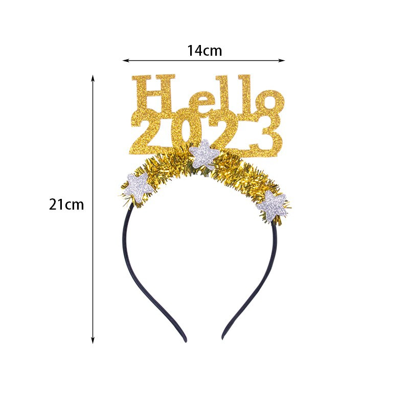 Laimīgu Jaunā gada rotājums 2023. Pieaugušo bērnu galvas saite, Jaungada ballītes fotorekvizīti Ziemassvētku Jaungada ballītei
