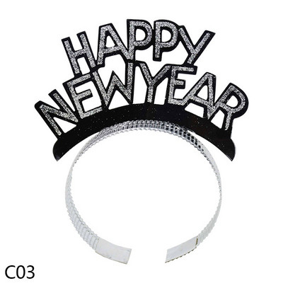3 gab. Laimīgu Jauno gadu galvas saite, vakara ballītes piederumi Jaunā gada rotājumi 2023. gada tiāras Ziemassvētkiem, Jaunā gada ballīte, dod priekšroku matu aizdarei