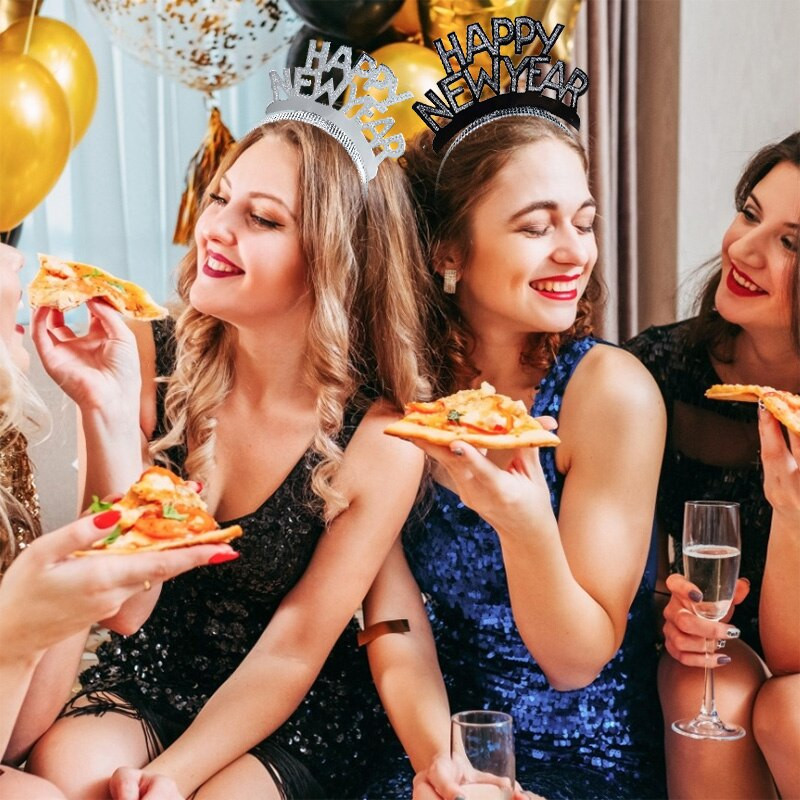 3 gab. Laimīgu Jauno gadu galvas saite, vakara ballītes piederumi Jaunā gada rotājumi 2023. gada tiāras Ziemassvētkiem, Jaunā gada ballīte, dod priekšroku matu aizdarei