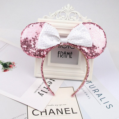 Mikija Pele Mikijs Ziemassvētku Galvassegas Meiteņu Loki Ausis Sequin Galvassegas Matu Aksesuāri Bērnu Sieviešu Galvas Lente Ballīte