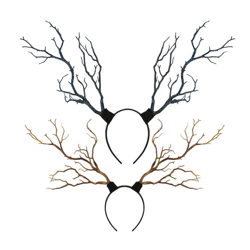 Femei Corn de căprioară Coiffă Fascinator Cască Recuzită Festival Coarne lungi Ramuri de copac Accesorii pentru păr