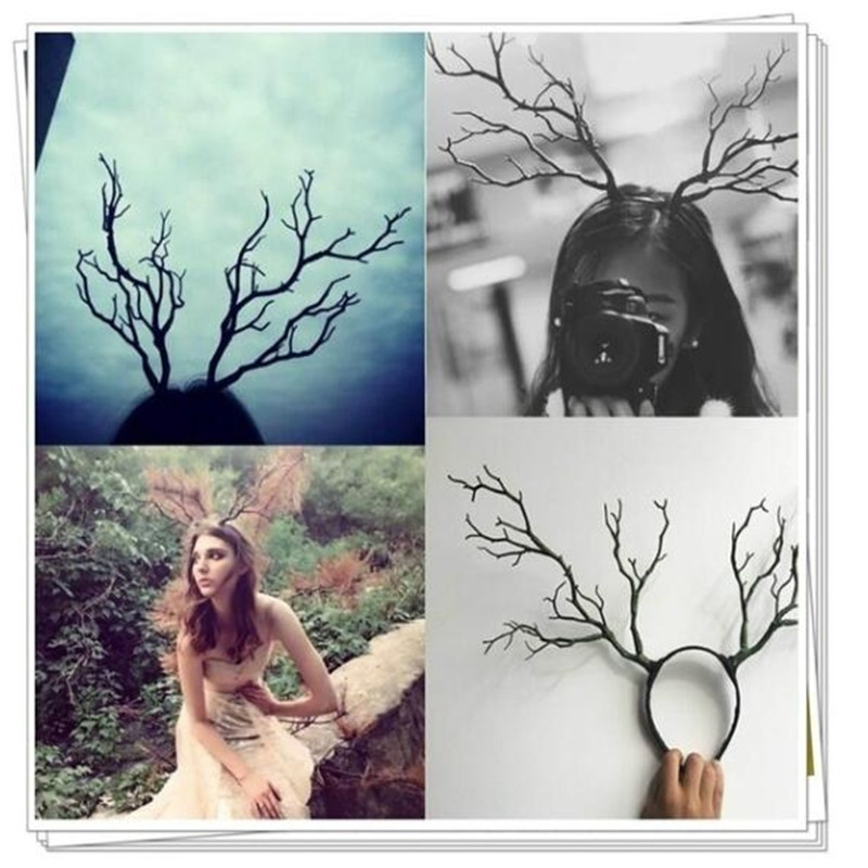 Femei Corn de căprioară Coiffă Fascinator Cască Recuzită Festival Coarne lungi Ramuri de copac Accesorii pentru păr