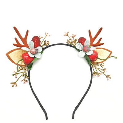 Elk Antler Headband Forest Branch Deer Ear Christmas Party Headwear Αξεσουάρ για τα μαλλιά Πασχαλινή σκηνή Εμφάνιση φωτογραφιών για παιδιά ενήλικες