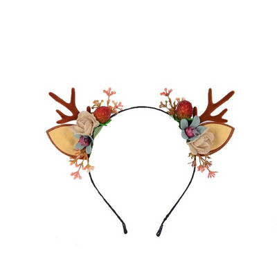 Elk Antler Headband Forest Branch Deer Ear Christmas Party Headwear Αξεσουάρ για τα μαλλιά Πασχαλινή σκηνή Εμφάνιση φωτογραφιών για παιδιά ενήλικες
