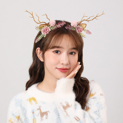 Elk Antler Headband Forest Branch Deer Ear Christmas Party Headwear Αξεσουάρ για τα μαλλιά Πασχαλινή σκηνή Εμφάνιση φωτογραφιών για παιδιά ενήλικες