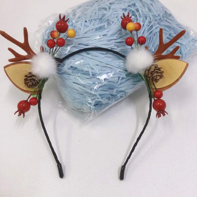 Elk Antler Headband Forest Branch Deer Ear Christmas Party Headwear Αξεσουάρ για τα μαλλιά Πασχαλινή σκηνή Εμφάνιση φωτογραφιών για παιδιά ενήλικες