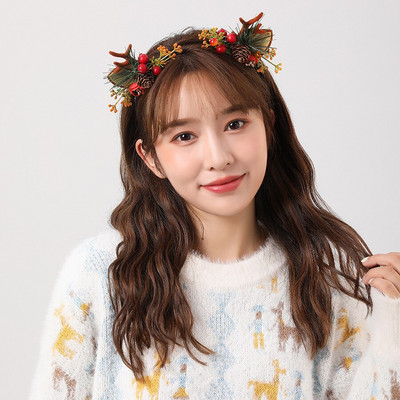Elk Antler Headband Forest Branch Deer Ear Christmas Party Headwear Αξεσουάρ για τα μαλλιά Πασχαλινή σκηνή Εμφάνιση φωτογραφιών για παιδιά ενήλικες