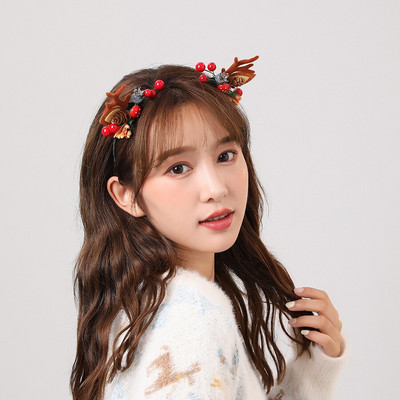 Elk Antler Headband Forest Branch Deer Ear Christmas Party Headwear Αξεσουάρ για τα μαλλιά Πασχαλινή σκηνή Εμφάνιση φωτογραφιών για παιδιά ενήλικες