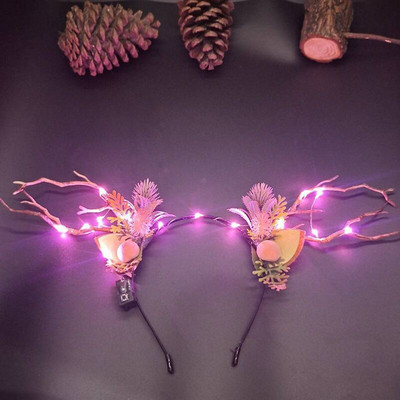 Elk Antler Headband Forest Branch Deer Ear Christmas Party Headwear Αξεσουάρ για τα μαλλιά Πασχαλινή σκηνή Εμφάνιση φωτογραφιών για παιδιά ενήλικες