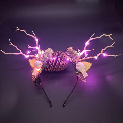 Elk Antler Headband Forest Branch Deer Ear Christmas Party Headwear Αξεσουάρ για τα μαλλιά Πασχαλινή σκηνή Εμφάνιση φωτογραφιών για παιδιά ενήλικες