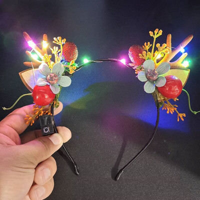 Elk Antler Headband Forest Branch Deer Ear Christmas Party Headwear Αξεσουάρ για τα μαλλιά Πασχαλινή σκηνή Εμφάνιση φωτογραφιών για παιδιά ενήλικες