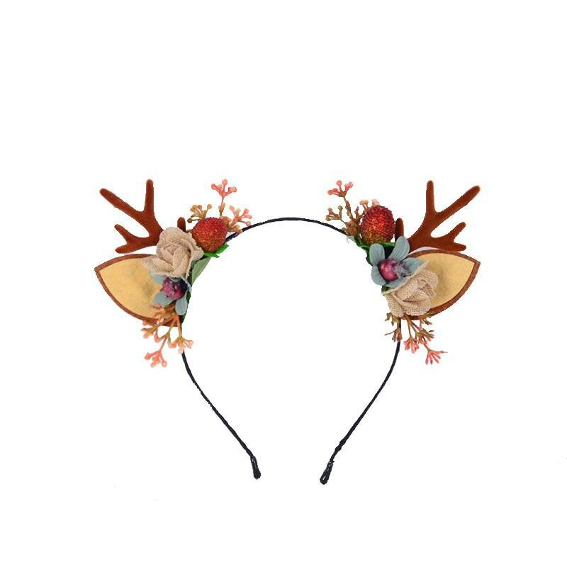 Elk Antler Headband Forest Branch Deer Ear Christmas Party Headwear Αξεσουάρ για τα μαλλιά Πασχαλινή σκηνή Εμφάνιση φωτογραφιών για παιδιά ενήλικες