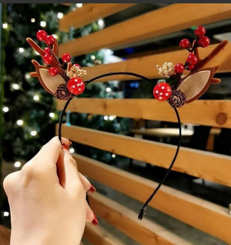 Elk Antler Headband Forest Branch Deer Ear Christmas Party Headwear Αξεσουάρ για τα μαλλιά Πασχαλινή σκηνή Εμφάνιση φωτογραφιών για παιδιά ενήλικες