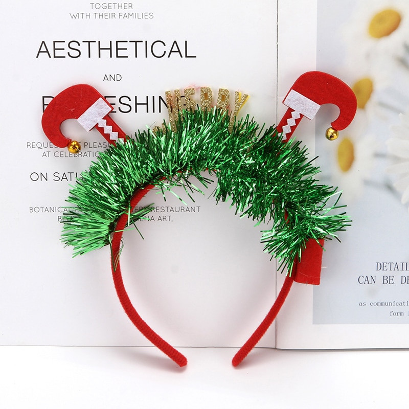 Φωτιστικό LED Χριστουγεννιάτικο αλουμινόχαρτο χριστουγεννιάτικο νιφάδα χιονιού μπάλα ξωτικά πόδια Πρωτοχρονιάτικα αξεσουάρ μαλλιών για κορίτσια Χριστουγεννιάτικο φως κεφαλής