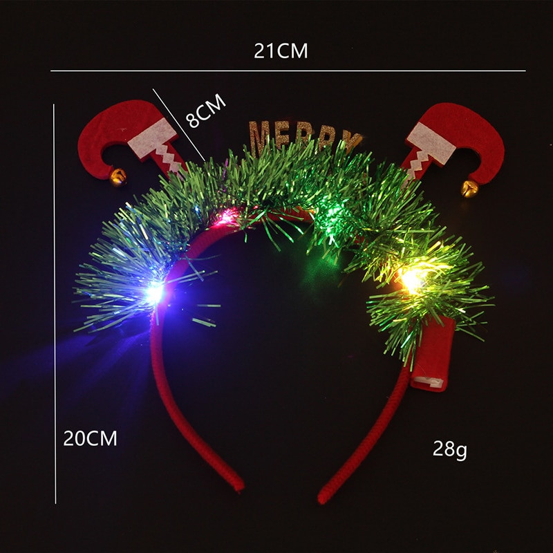 Φωτιστικό LED Χριστουγεννιάτικο αλουμινόχαρτο χριστουγεννιάτικο νιφάδα χιονιού μπάλα ξωτικά πόδια Πρωτοχρονιάτικα αξεσουάρ μαλλιών για κορίτσια Χριστουγεννιάτικο φως κεφαλής