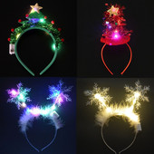 Ενήλικες Παιδιά που αναβοσβήνουν Πράσινο Δέντρο Κεφαλόδεσμο LED Light Up Star Snowflake Hair Band Δώρο Πρωτοχρονιάτικο Χριστουγεννιάτικο Navidad Διακόσμηση 2023