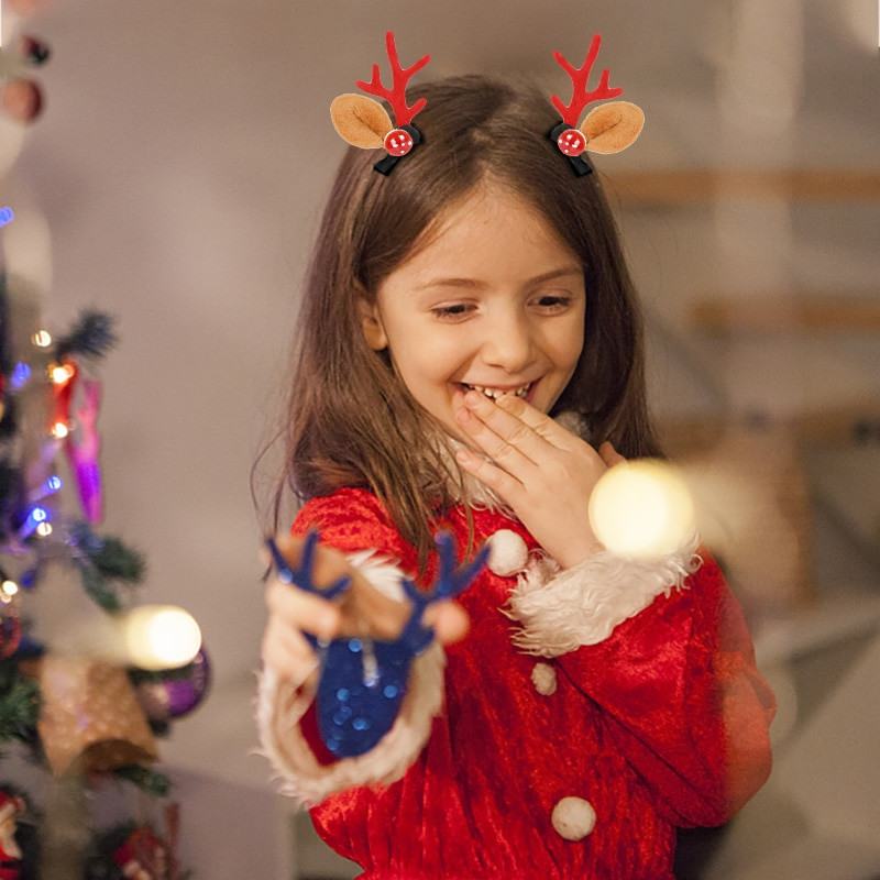 2 kom/set Elk Božićne kopče za kosu Odrasla djeca Djevojke Novogodišnji poklon Božićni dodaci za kosu Ukosnice za uši Božićni Navidad Natalni dekor