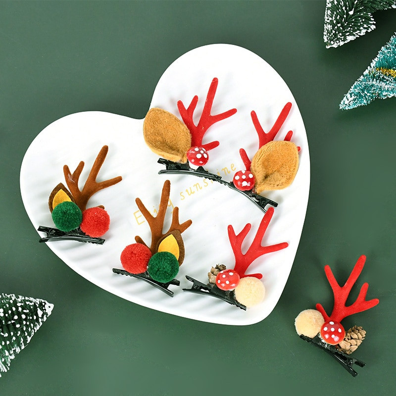 2 kom/set Elk Božićne kopče za kosu Odrasla djeca Djevojke Novogodišnji poklon Božićni dodaci za kosu Ukosnice za uši Božićni Navidad Natalni dekor