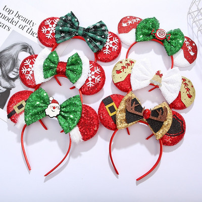 Mouse Ears Headbands Χριστουγεννιάτικη Headband Girls Sequin Hairband Kids Halloween Head Band Hair Accessories Party Cosplay Gifts