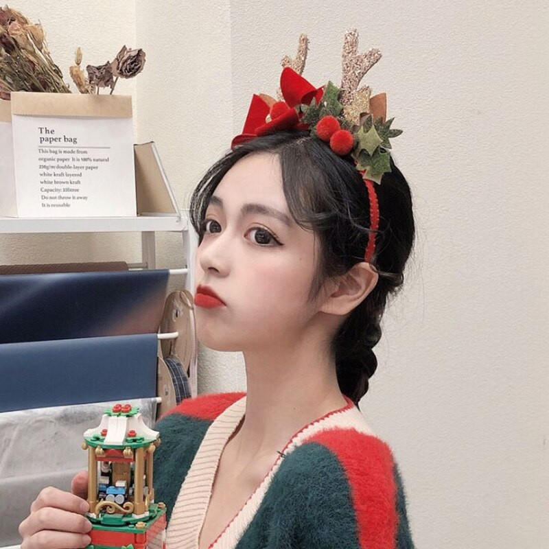 Božićni ukras Traka za glavu Djevojka Božićna pahulja Traka za kosu od rogova Party protuklizna Traka za kosu