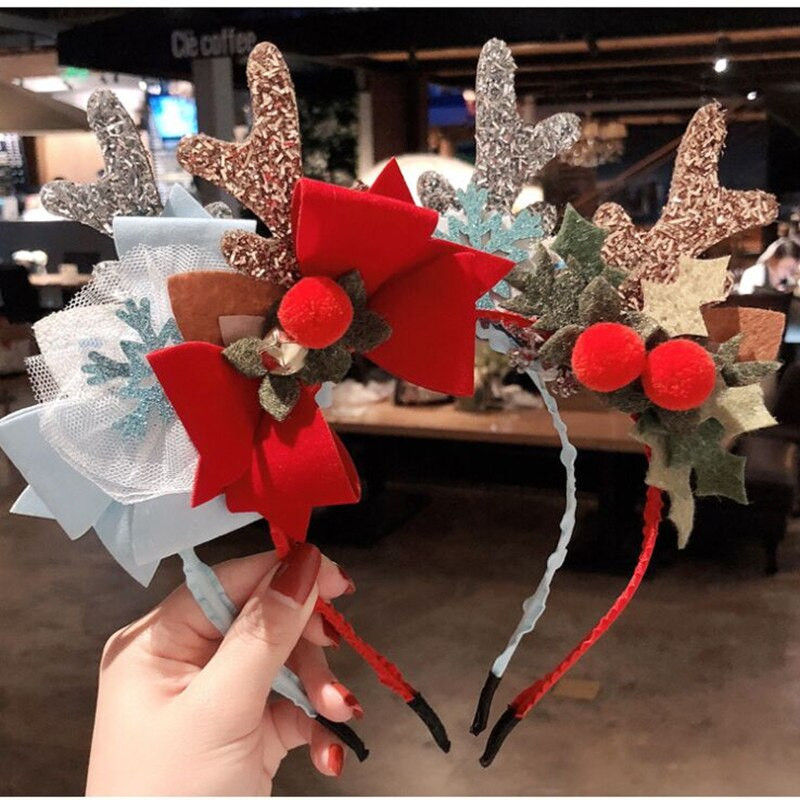Božićni ukras Traka za glavu Djevojka Božićna pahulja Traka za kosu od rogova Party protuklizna Traka za kosu