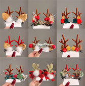 2022. Novi božićni dodaci za kosu Djevojčica Slatka gumica za kosu s jelenjim rogovima Štipaljka za kosu Dječja kopča za kosu Dodaci za božićnu zabavu Gif