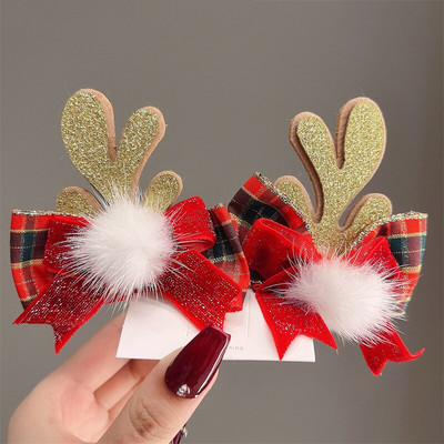 2022. Novi božićni dodaci za kosu Djevojčica Slatka gumica za kosu s jelenjim rogovima Štipaljka za kosu Dječja kopča za kosu Dodaci za božićnu zabavu Gif