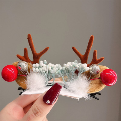 2022. Novi božićni dodaci za kosu Djevojčica Slatka gumica za kosu s jelenjim rogovima Štipaljka za kosu Dječja kopča za kosu Dodaci za božićnu zabavu Gif