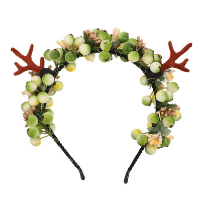 Berry Antler plaukų juosta Juokinga Kalėdinė galvos juosta Forest Series Antler plaukų juosta Gėlės Elk Net Red galvos juosta vaikams suaugusiems