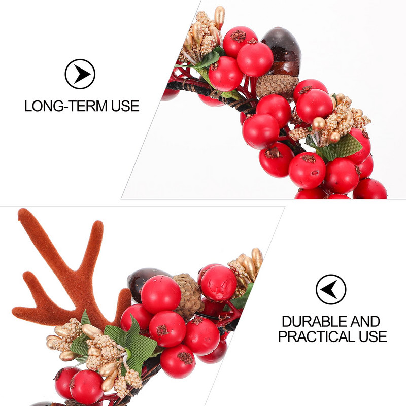 Berry Antler plaukų juosta Juokinga Kalėdinė galvos juosta Forest Series Antler plaukų juosta Gėlės Elk Net Red galvos juosta vaikams suaugusiems