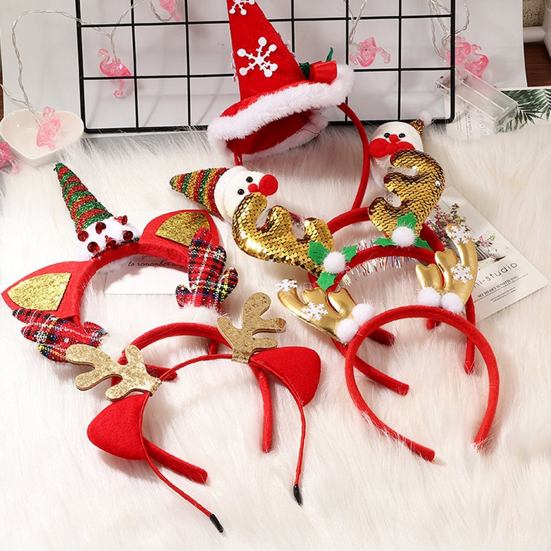 Χριστουγεννιάτικες κορδέλες για τα μαλλιά Santa Tree Elk Χριστουγεννιάτικα Διακοσμητικά κεφαλής 2022 Πρωτοχρονιάτικο χριστουγεννιάτικο πάρτι Navidad Παιδική διακόσμηση Δώρο