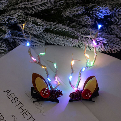 Χριστουγεννιάτικο Κλιπ μαλλιών με ελαφρύ κέρατο ελαφιού LED Γυναικείο Κορίτσι Λαμπερό Καπέλα κεφαλής με κέρατο κέρατο ελαφιού Αξεσουάρ μαλλιών Χριστουγεννιάτικη Πρωτοχρονιάτικη διακόσμηση 7z