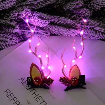 Χριστουγεννιάτικο Κλιπ μαλλιών με ελαφρύ κέρατο ελαφιού LED Γυναικείο Κορίτσι Λαμπερό Καπέλα κεφαλής με κέρατο κέρατο ελαφιού Αξεσουάρ μαλλιών Χριστουγεννιάτικη Πρωτοχρονιάτικη διακόσμηση 7z