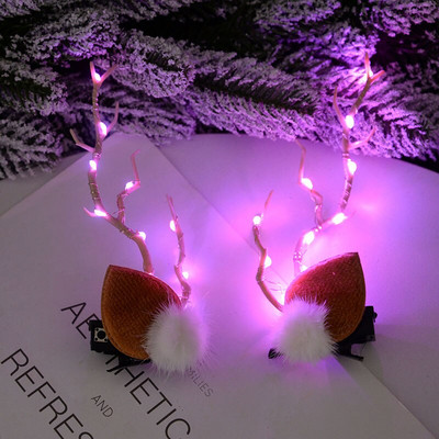 Χριστουγεννιάτικο Κλιπ μαλλιών με ελαφρύ κέρατο ελαφιού LED Γυναικείο Κορίτσι Λαμπερό Καπέλα κεφαλής με κέρατο κέρατο ελαφιού Αξεσουάρ μαλλιών Χριστουγεννιάτικη Πρωτοχρονιάτικη διακόσμηση 7z