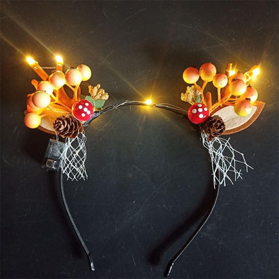 Φωτεινός κεφαλόδεσμος ελαφιού ελαφιού Χριστουγεννιάτικη συναυλία Forest Branch Deer Ear Αξεσουάρ μαλλιών Αξεσουάρ για τα μαλλιά Scenic Stage Show Photo Props