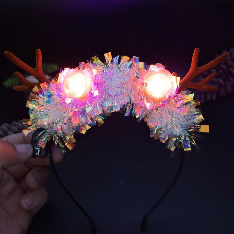 Φωτεινός κεφαλόδεσμος ελαφιού ελαφιού Χριστουγεννιάτικη συναυλία Forest Branch Deer Ear Αξεσουάρ μαλλιών Αξεσουάρ για τα μαλλιά Scenic Stage Show Photo Props