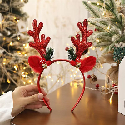 Χριστουγεννιάτικες κορδέλες για παιδιά Santa Elk Antlers Baby Headband Kids Diadem Elf Ears Horns Noel Navidad 2023 Αξεσουάρ μαλλιών