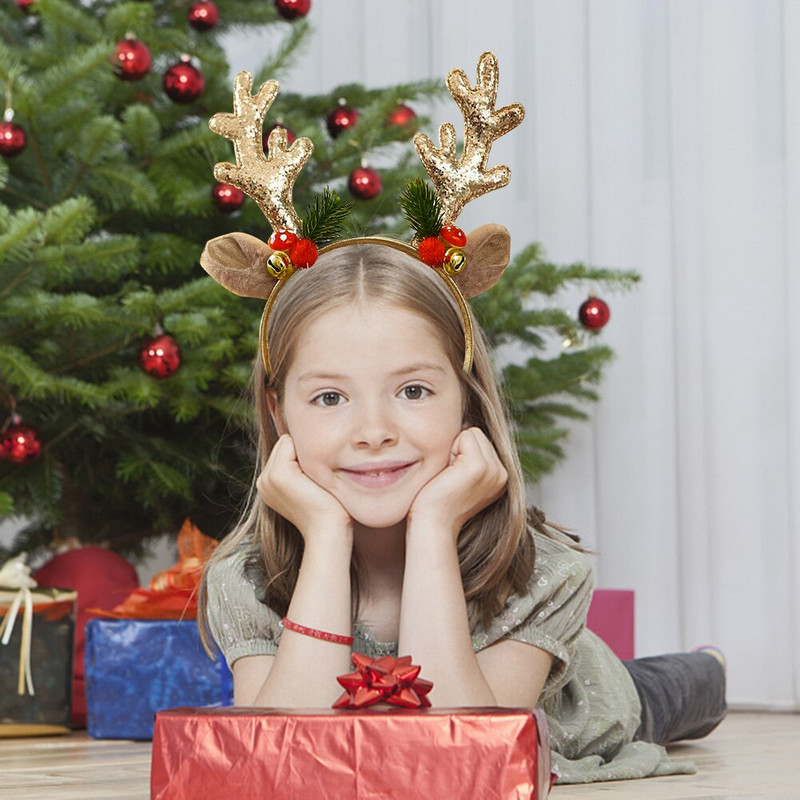 Antlers Headband Festive Supplies Christmas Staghorn Bell Antler Hair Hoop Party Props Άνετα για γάμους γενεθλίων Cosplay