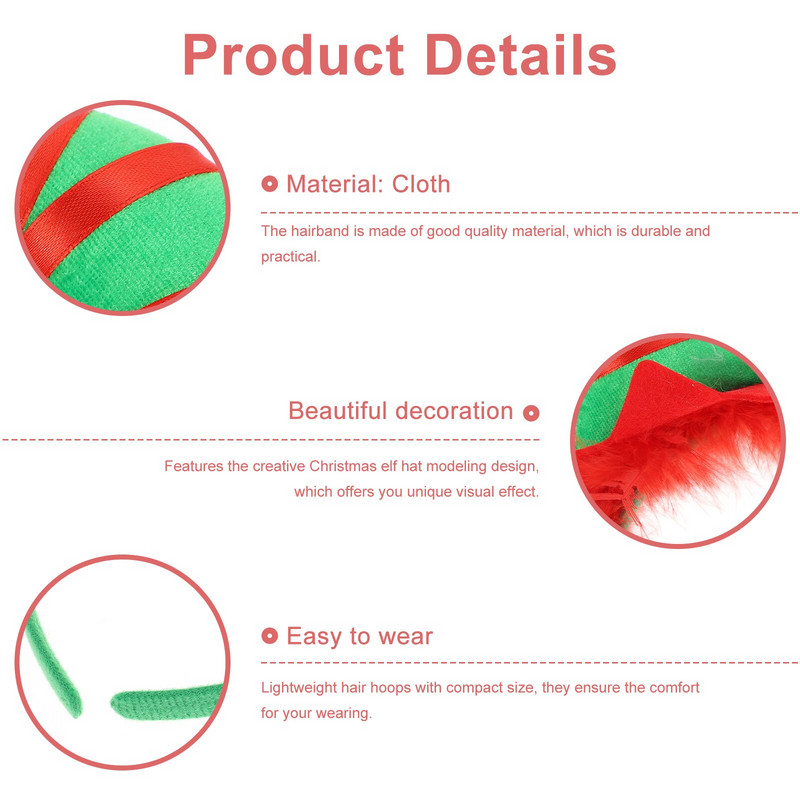 Päkapiku jõulumüts Peapael Kõrvad Jõulupeorõngad Juuksed Juuksepael Dekoratsioonid Led Head Helendavad peakatted Peakatted Mütsikud Peakate