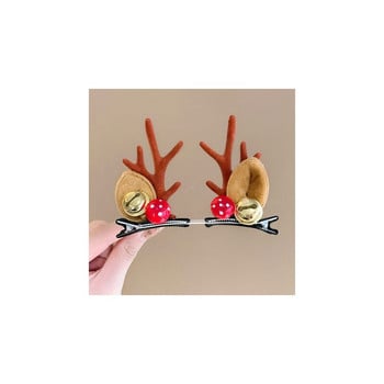 Коледна украса Baby Girl Детска лента за глава 2 бр Noel Kerst Red Antlers Bell Коледни аксесоари за коса Дамски подарък Домашен декор