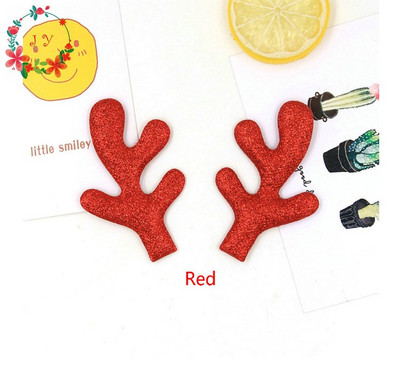 50 tk/partii Glitter Reindeer Antlers Kuldne Hõbepunane Fawn kangas ja käsnaga polsterdatud Buckhorn aplikatsioon jõulukaunistuseks, käsitöö isetegemine